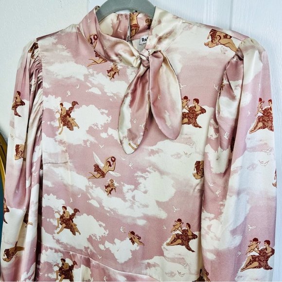 NWT Reformation Livie 100% Silk Satin Long Sleeve Mini Dress in Nirvana Pink 10 - Picture 5 of 14